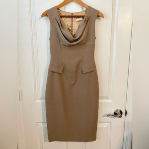 Boston Proper Tan Cowl-neck Sheath Dress Size‎ 6